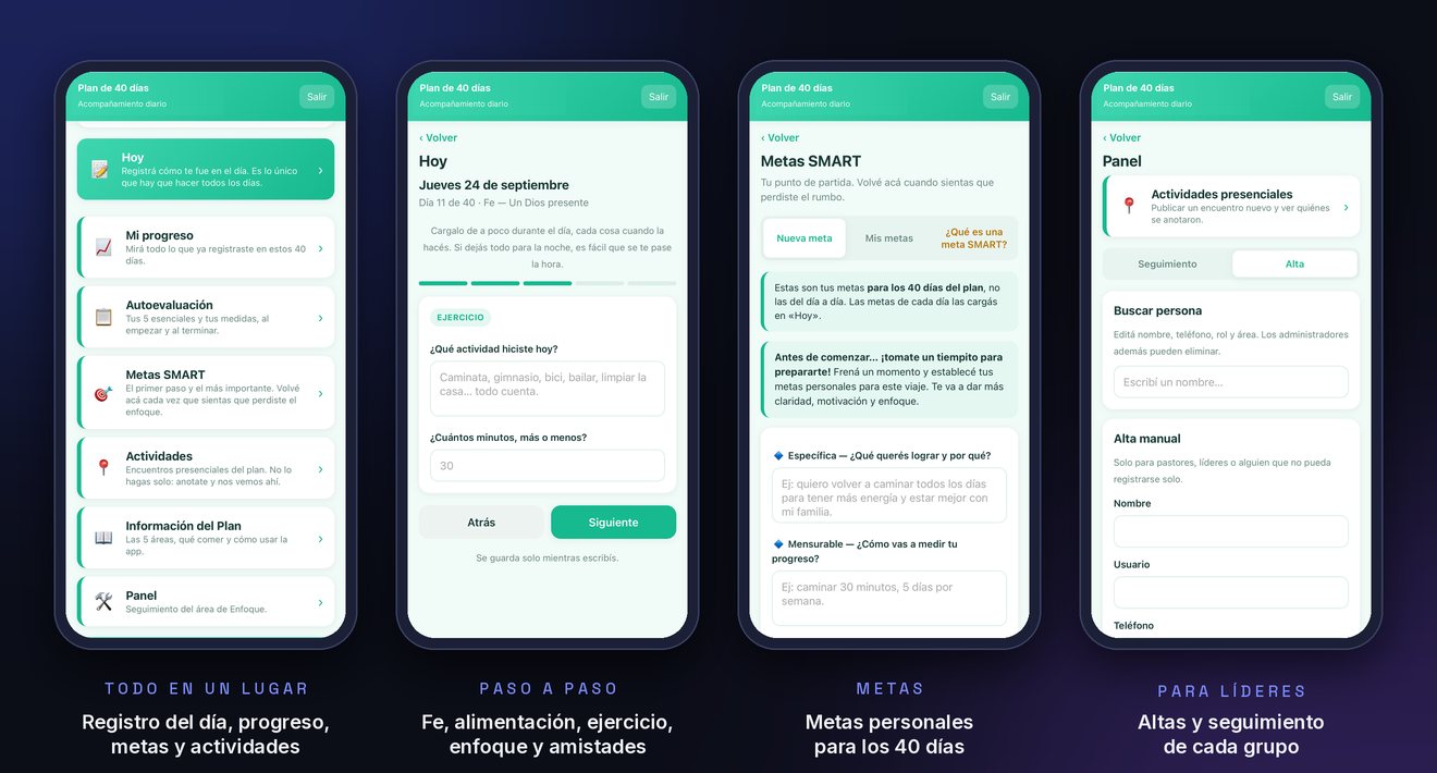 Pantallas de la app de acompañamiento para una comunidad